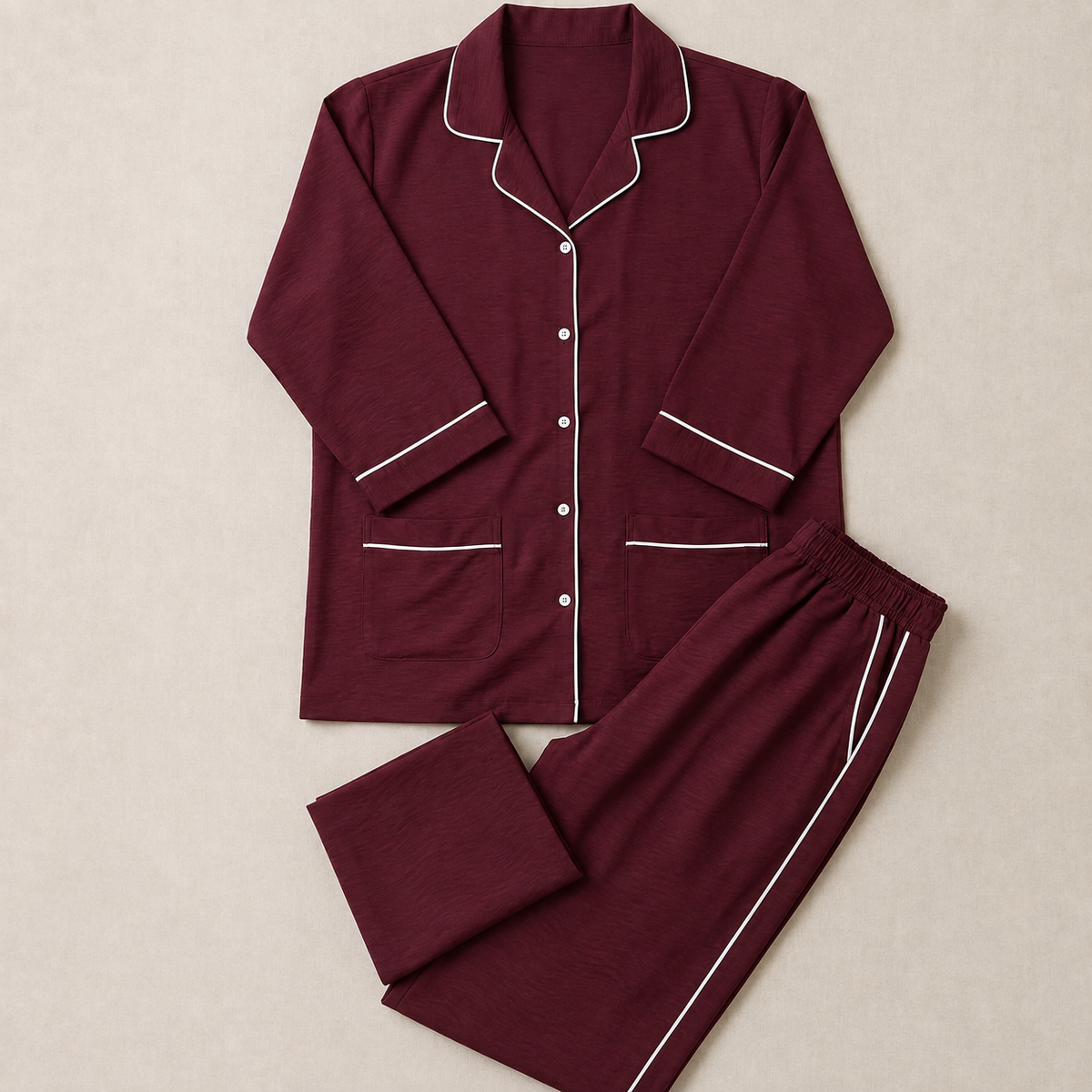Women’s Premium Plain Maroon Night Suit & Loungewear