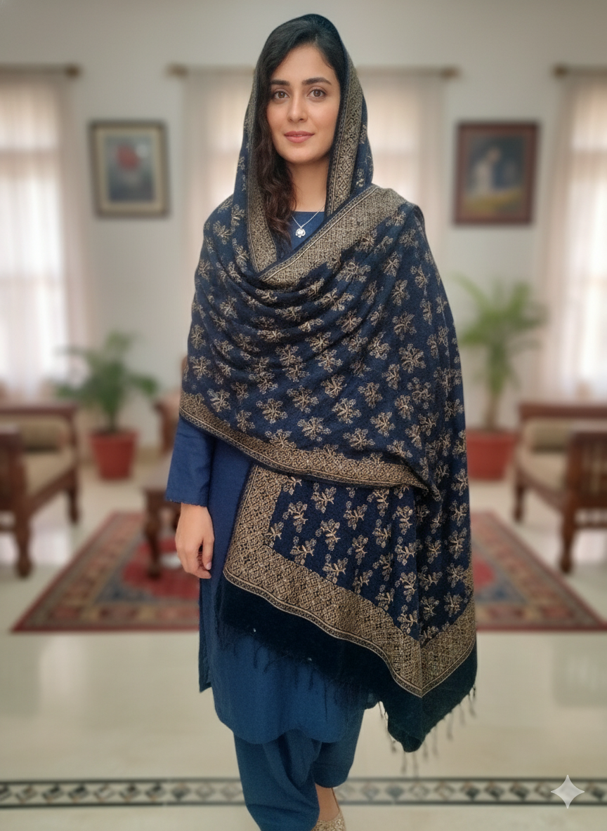 Jacquard Velvet  Shawl – Classic Ethnic Pattern