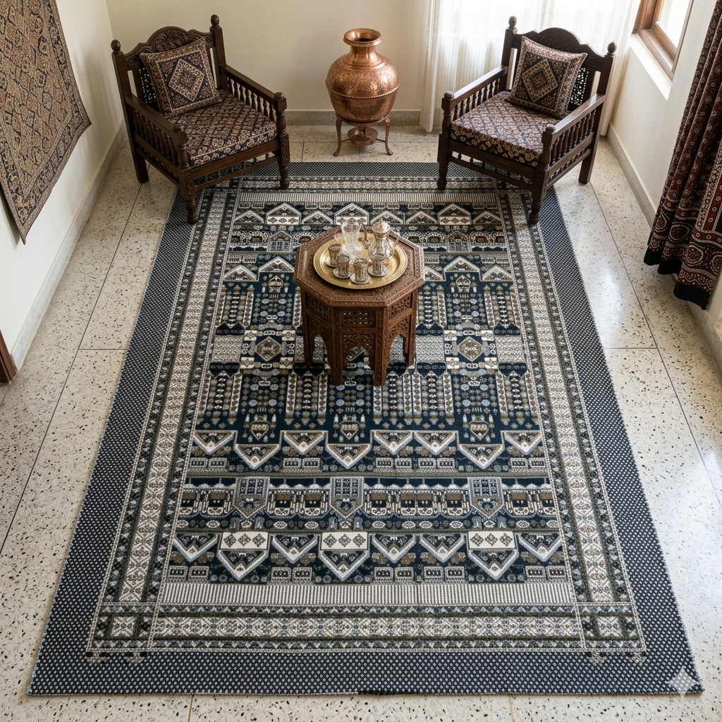 Traditional Multani Jazem – 9×12 Ft –Tribal Geometric Pattern
