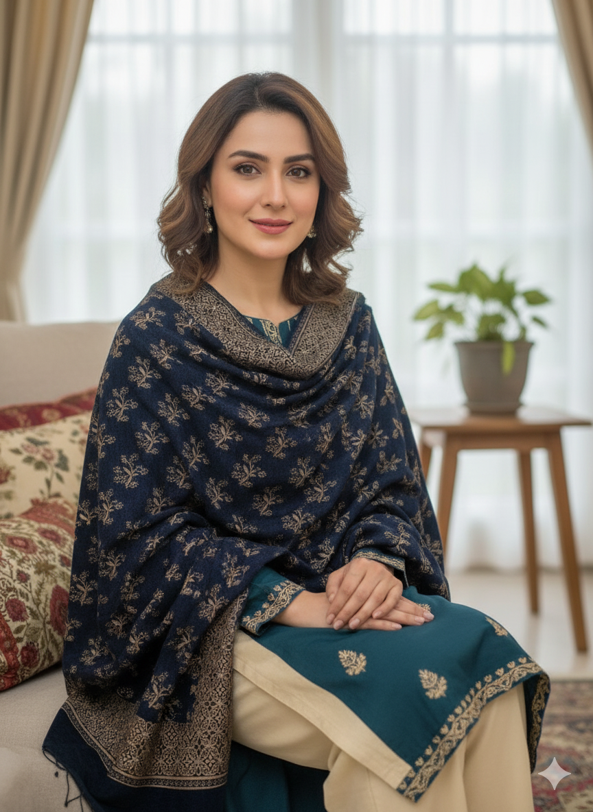 Traditional Velvet  Shawl – Classic Ethnic Pattern