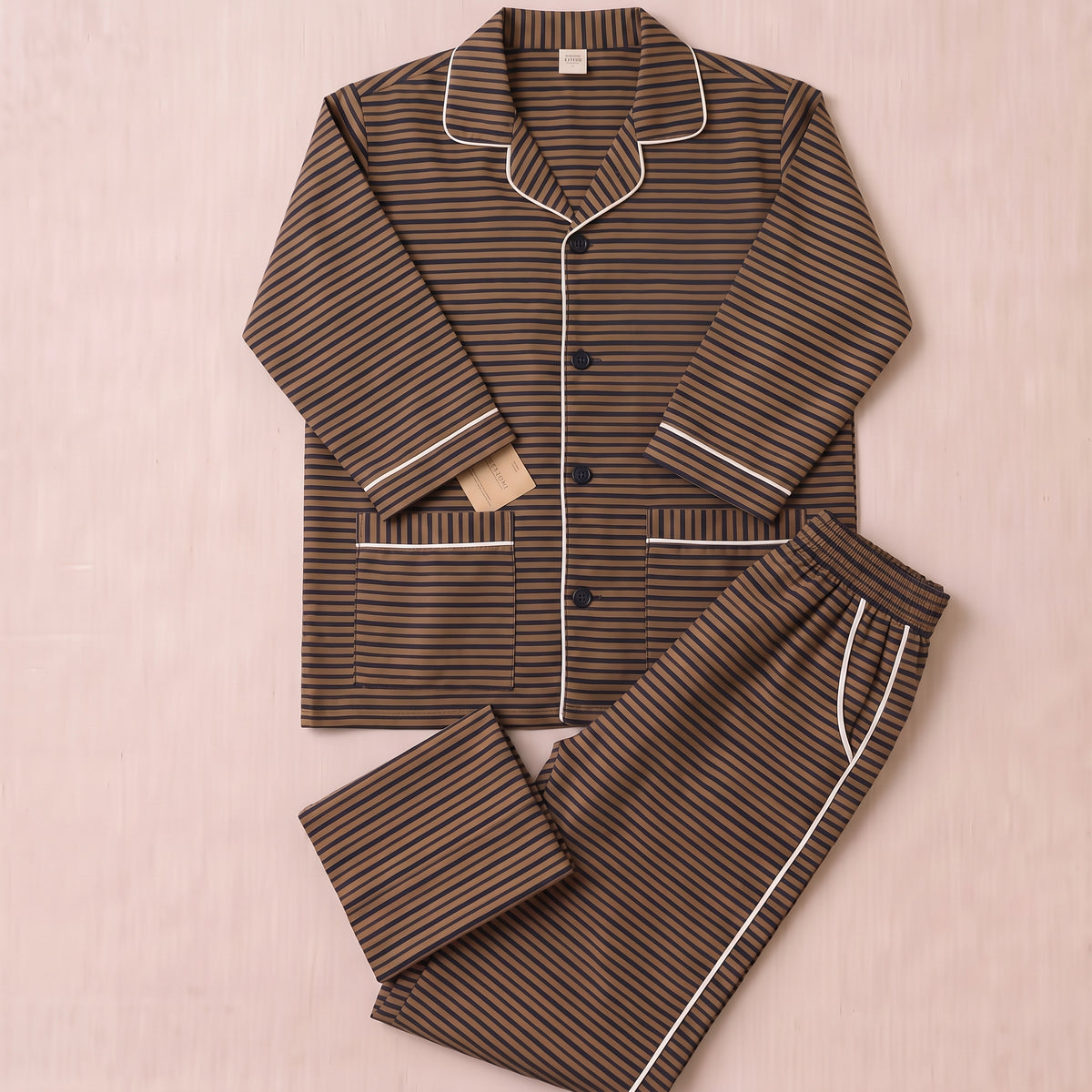 Women’s Premium Brown & Black Striped Night Suit & Loungewear