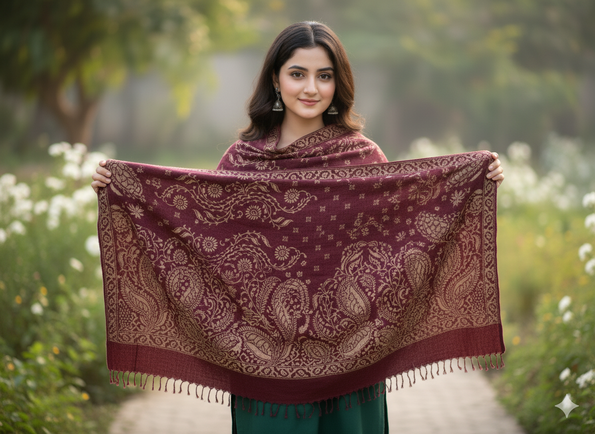 Traditional Velvet Shawl – Heritage Pattern