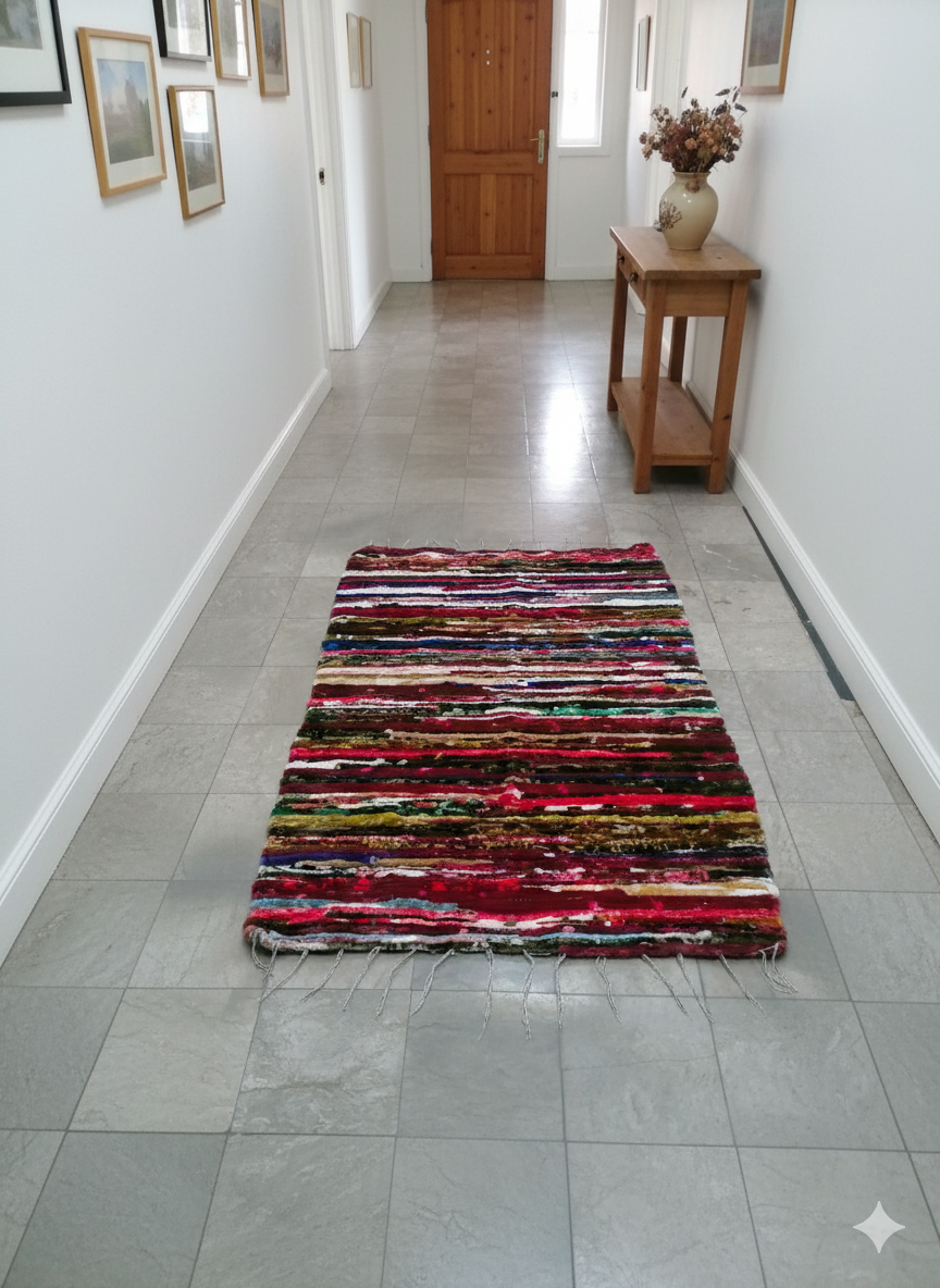 Rainbow Stripes Handmade Rug | 4x6 ft Colorful Striped Rug