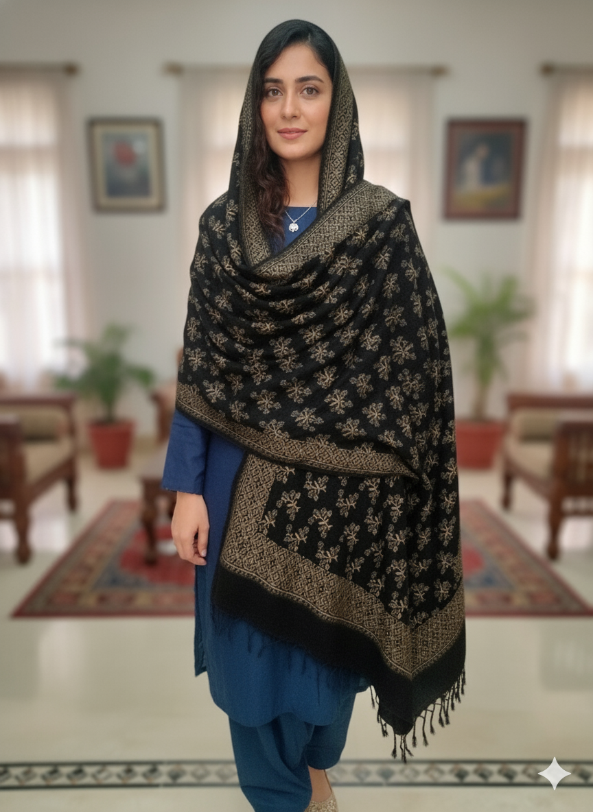 Traditional Velvet  Shawl – Classic Ethnic Pattern