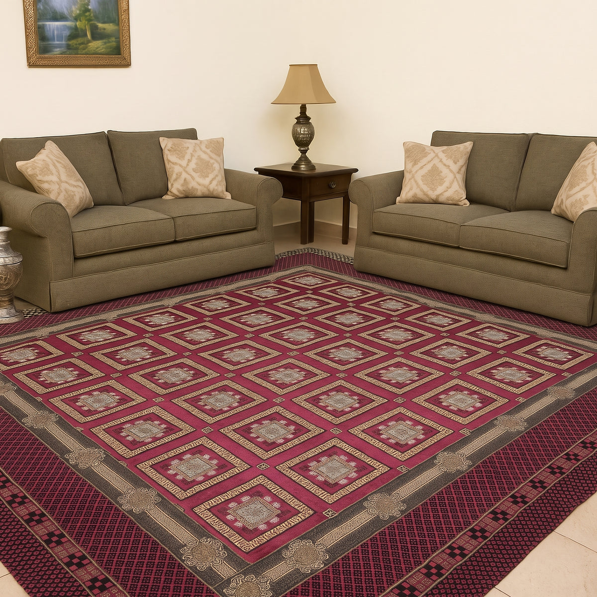 Traditional Multani Jazem – 9x15 Ft – Geometric Signature Design