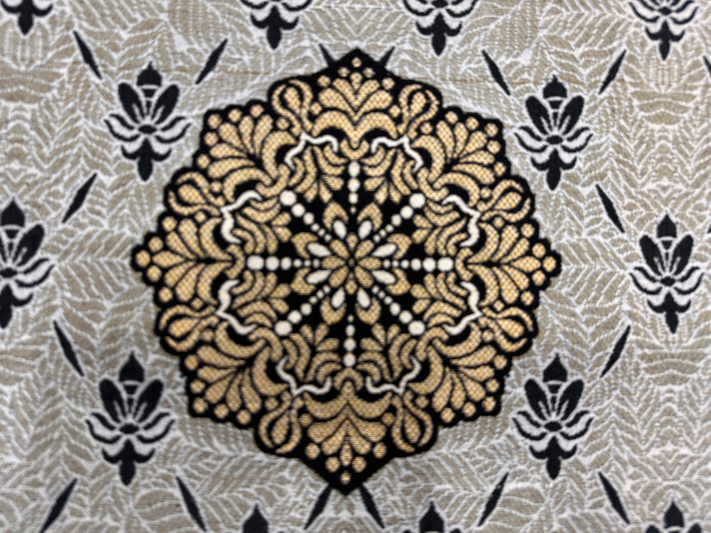Classic Grey Multani Bedsheet – Central Mehrab Pattern