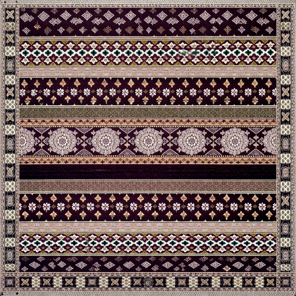 Traditional Multani Jazem – 9*11 Ft – Geometric Floral Stripes