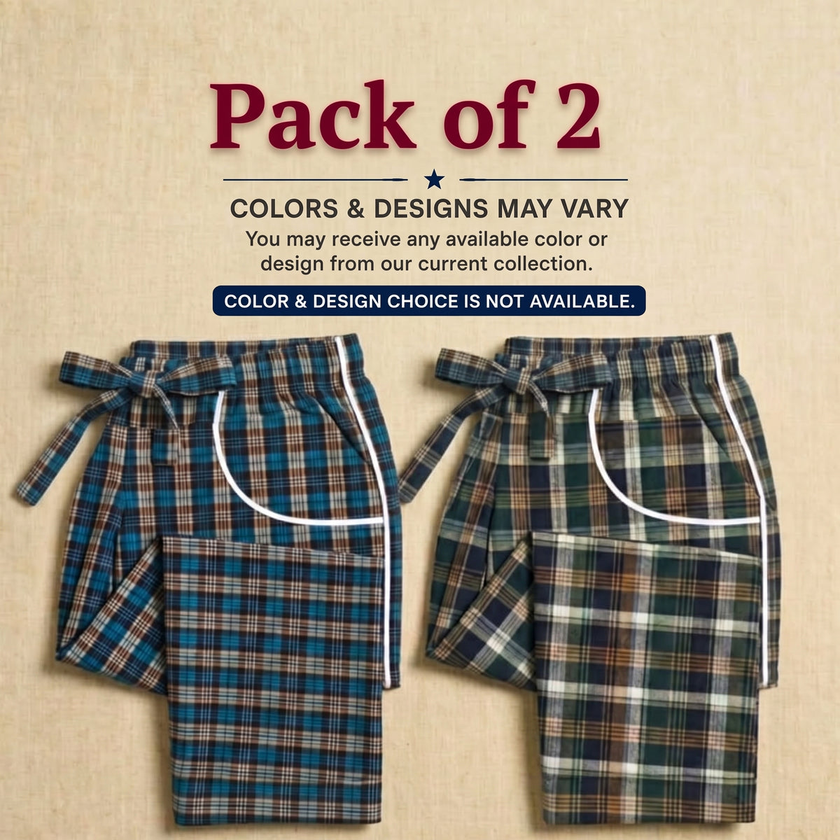 Stylish Check Cotton Ladies Trouser (Pack of 2)