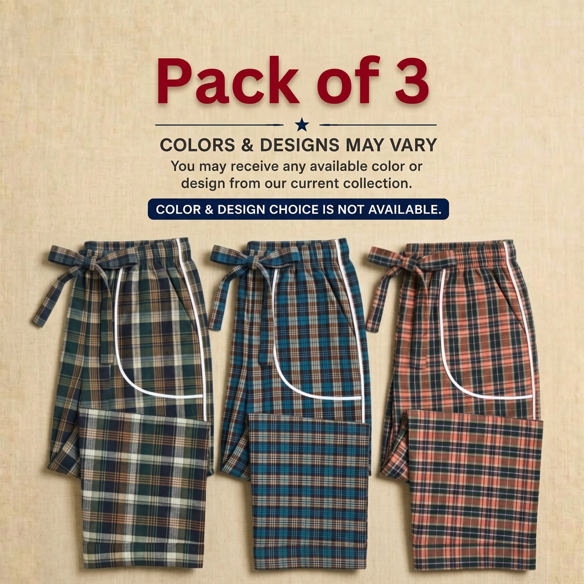 Stylish Check Cotton Ladies Trouser (Pack of 3)