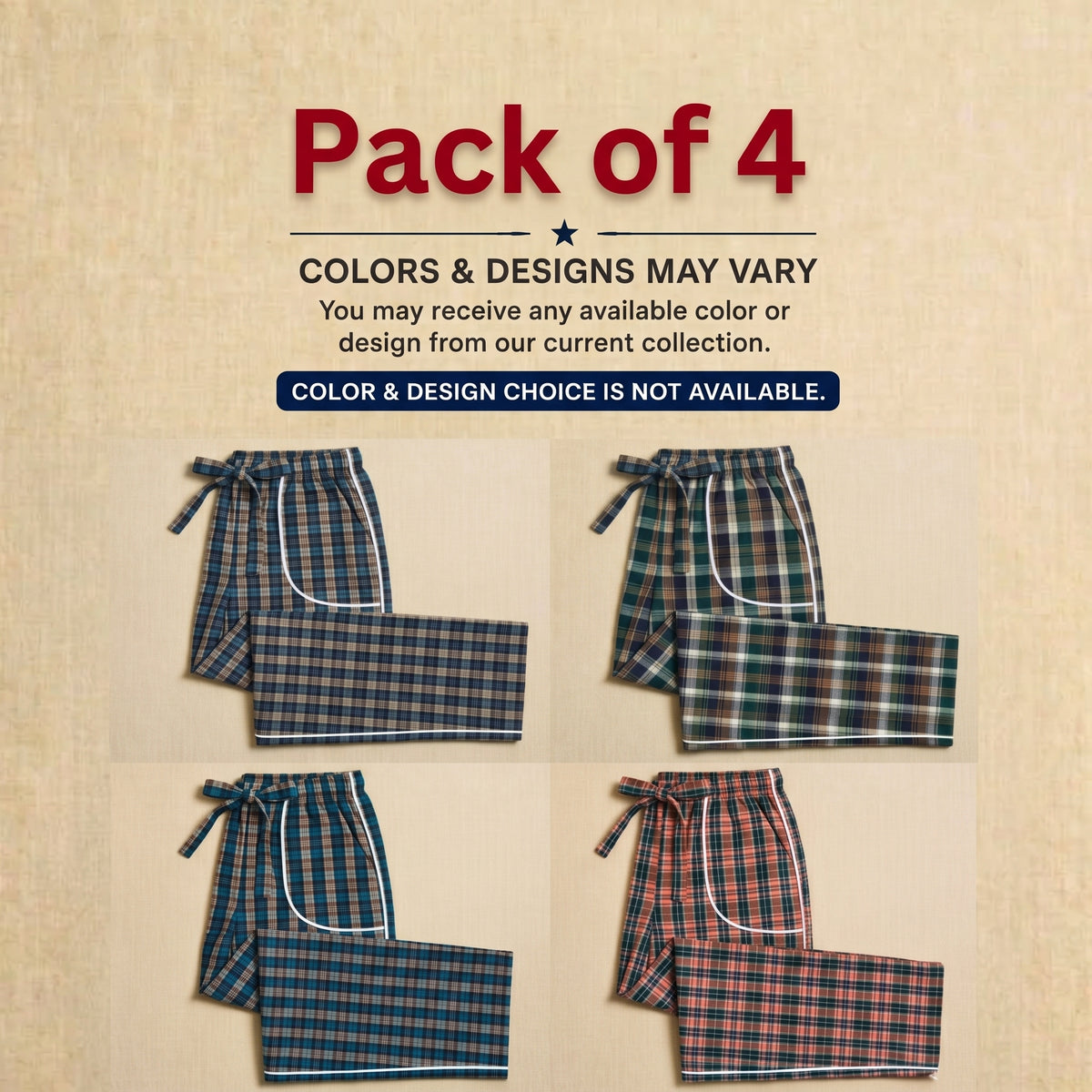 Stylish Check Cotton Ladies Trouser (Pack of 4)