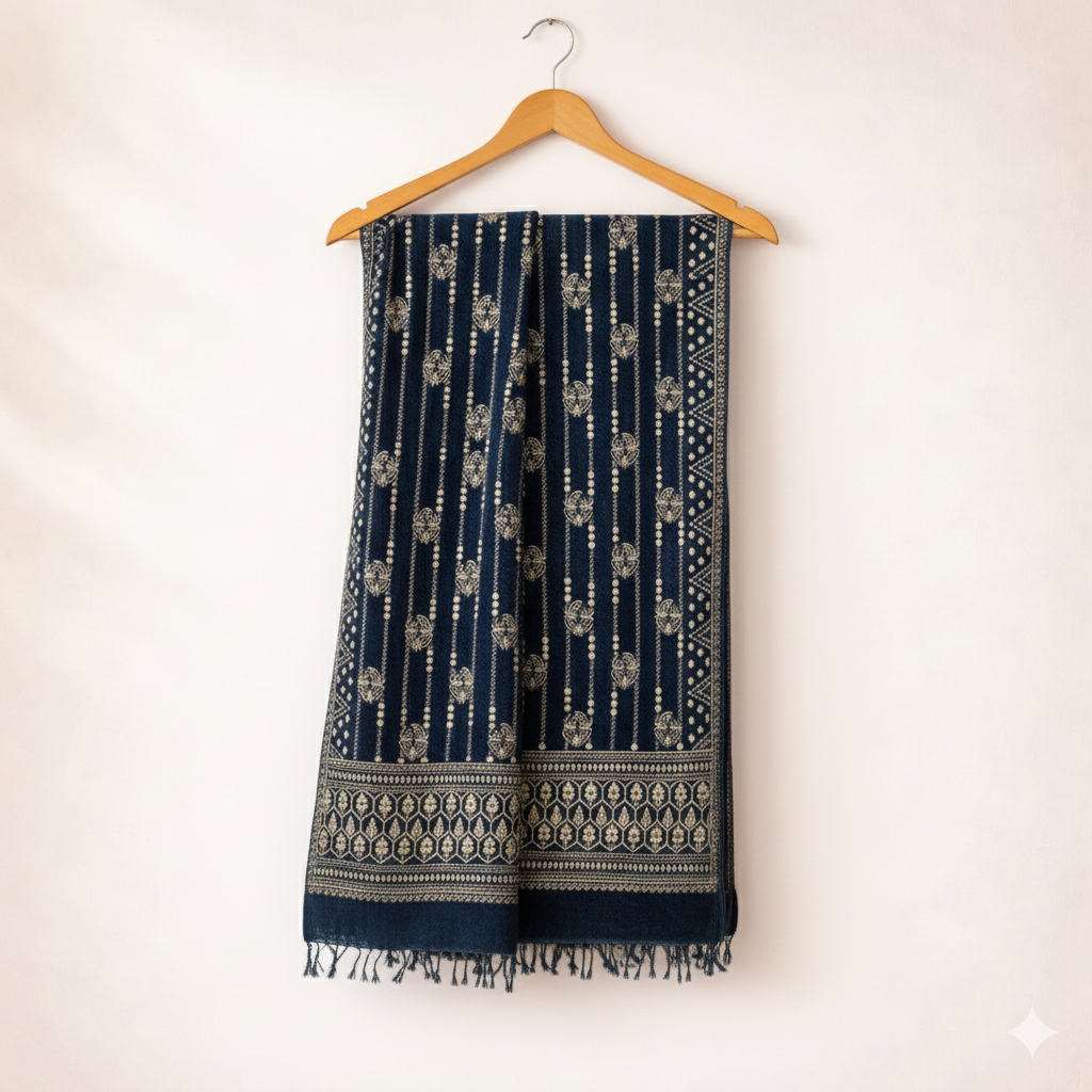 Jacquard Velvet Shawl-Classic Motif Design