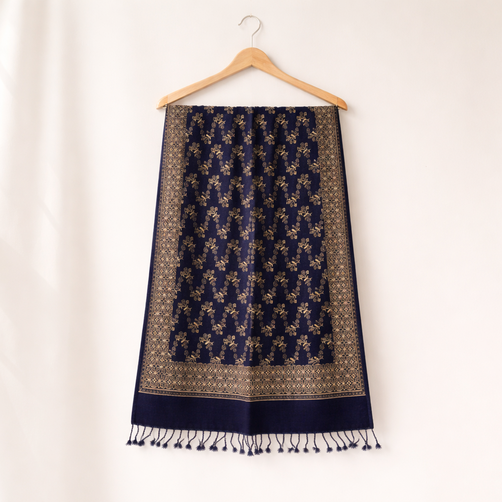 Jacquard Velvet  Shawl – Classic Ethnic Pattern