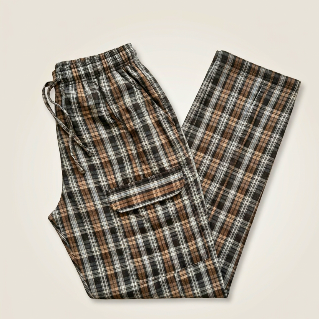Stylish 4-Pocket Pure Cotton Check Cargo Trouser for Men-Pack of 4