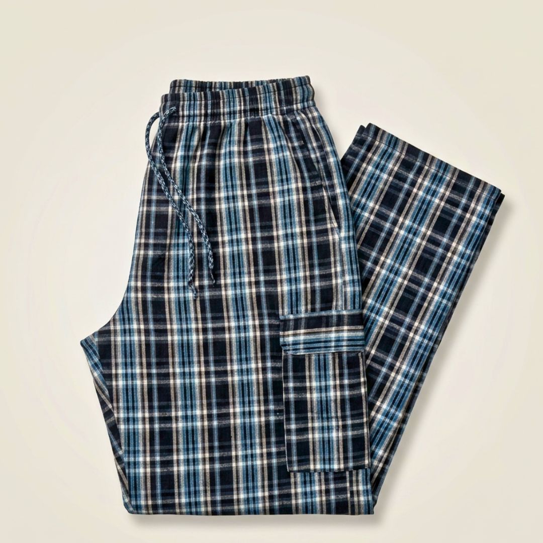 Stylish 4-Pocket Pure Cotton Check Cargo Trouser for Men-Pack of 2