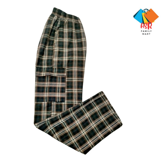 Stylish 4-Pocket Poly-Cotton Check Cargo Trouser for Men