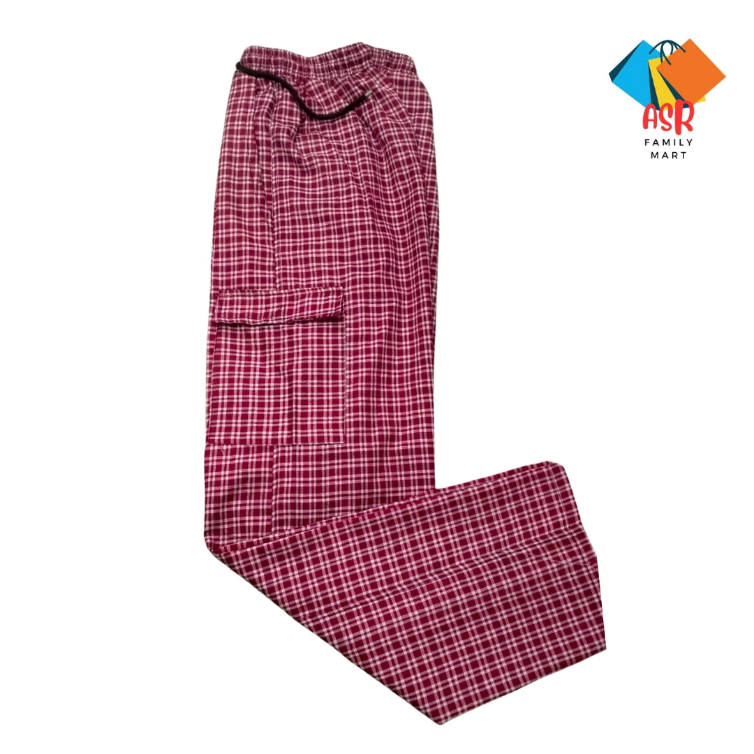 Stylish 4-Pocket Poly-Cotton Check Cargo Trouser for Men