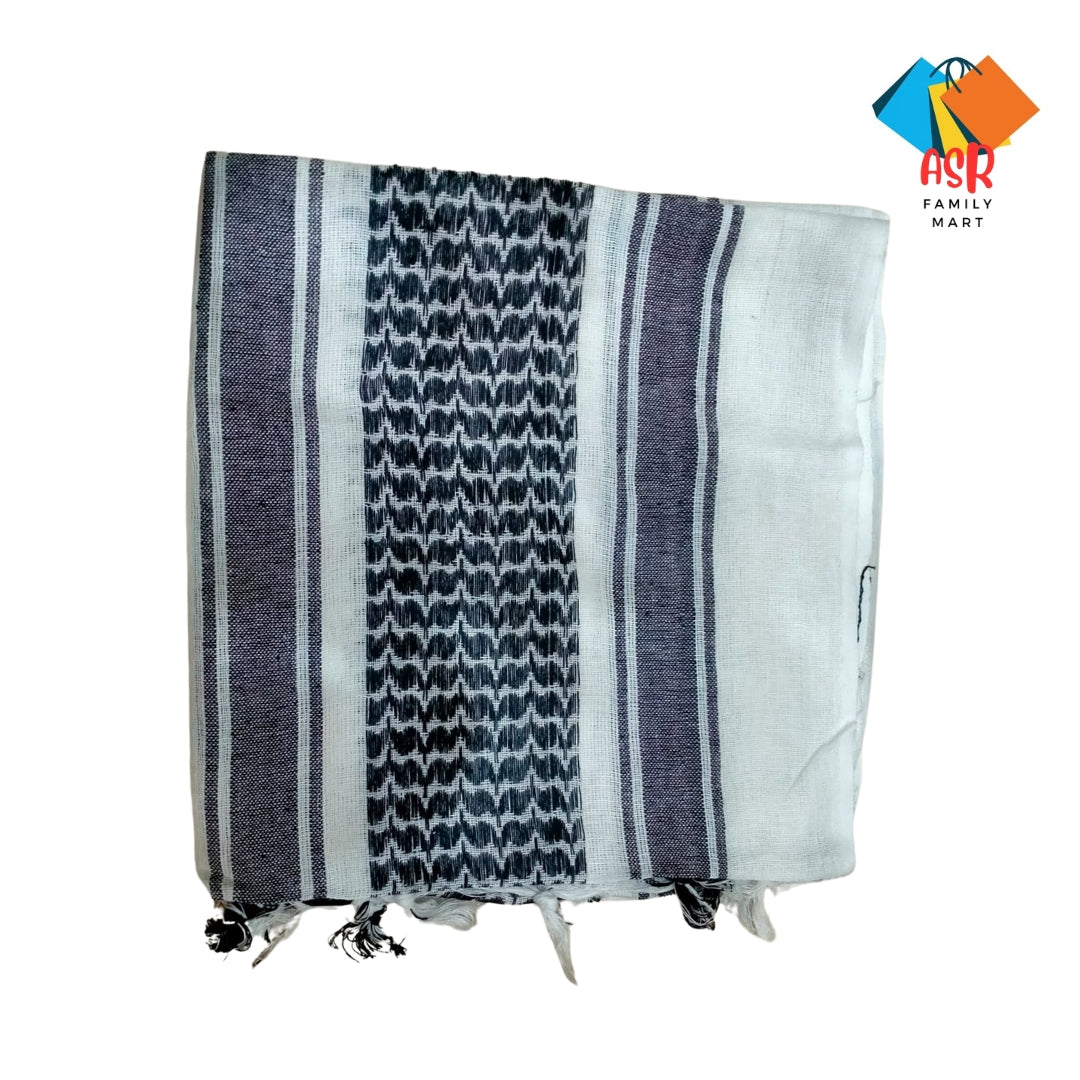 Elegant Black & White Checkered Shemagh Scarf for Men with Tassels