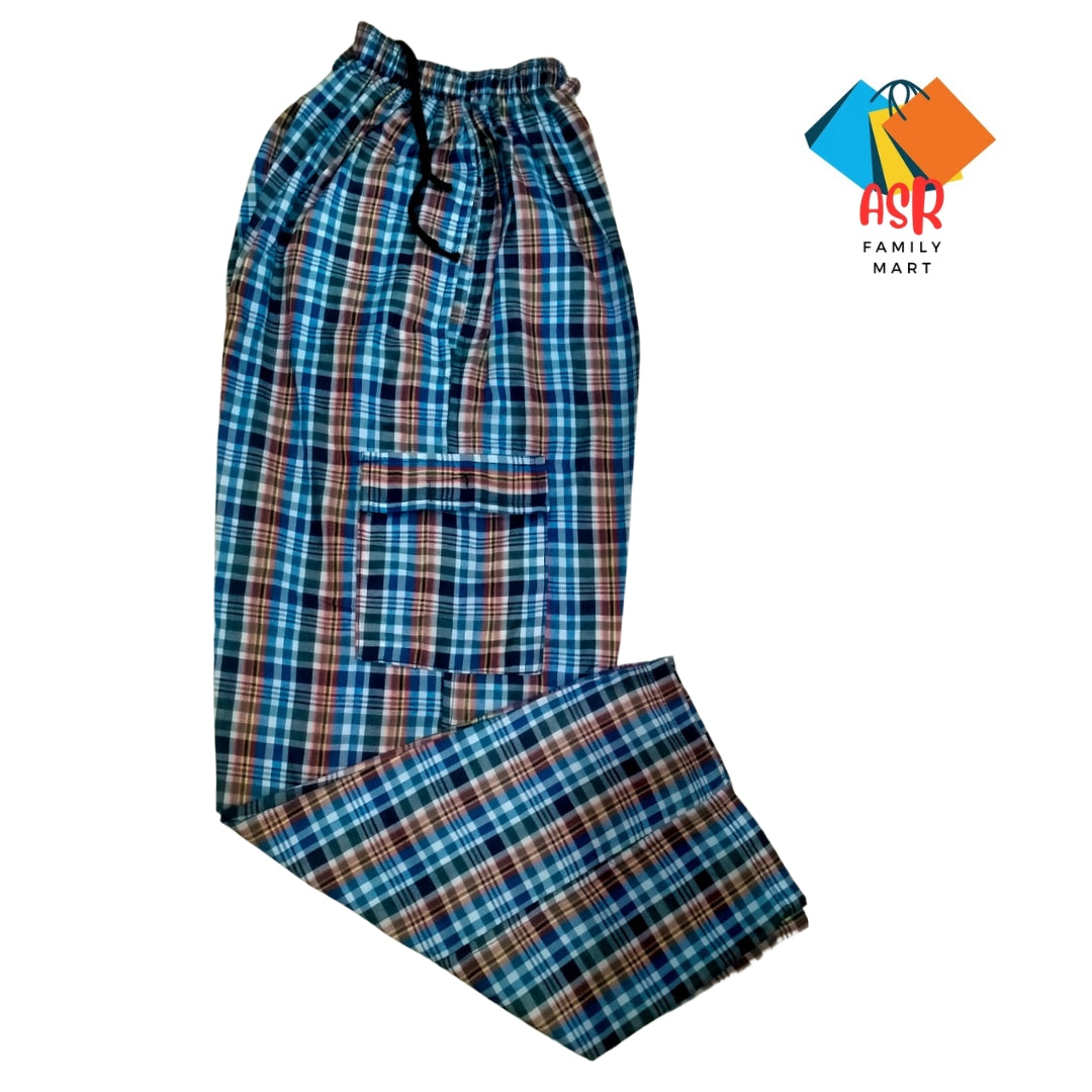 Stylish 4-Pocket Poly-Cotton Check Cargo Trouser for Men