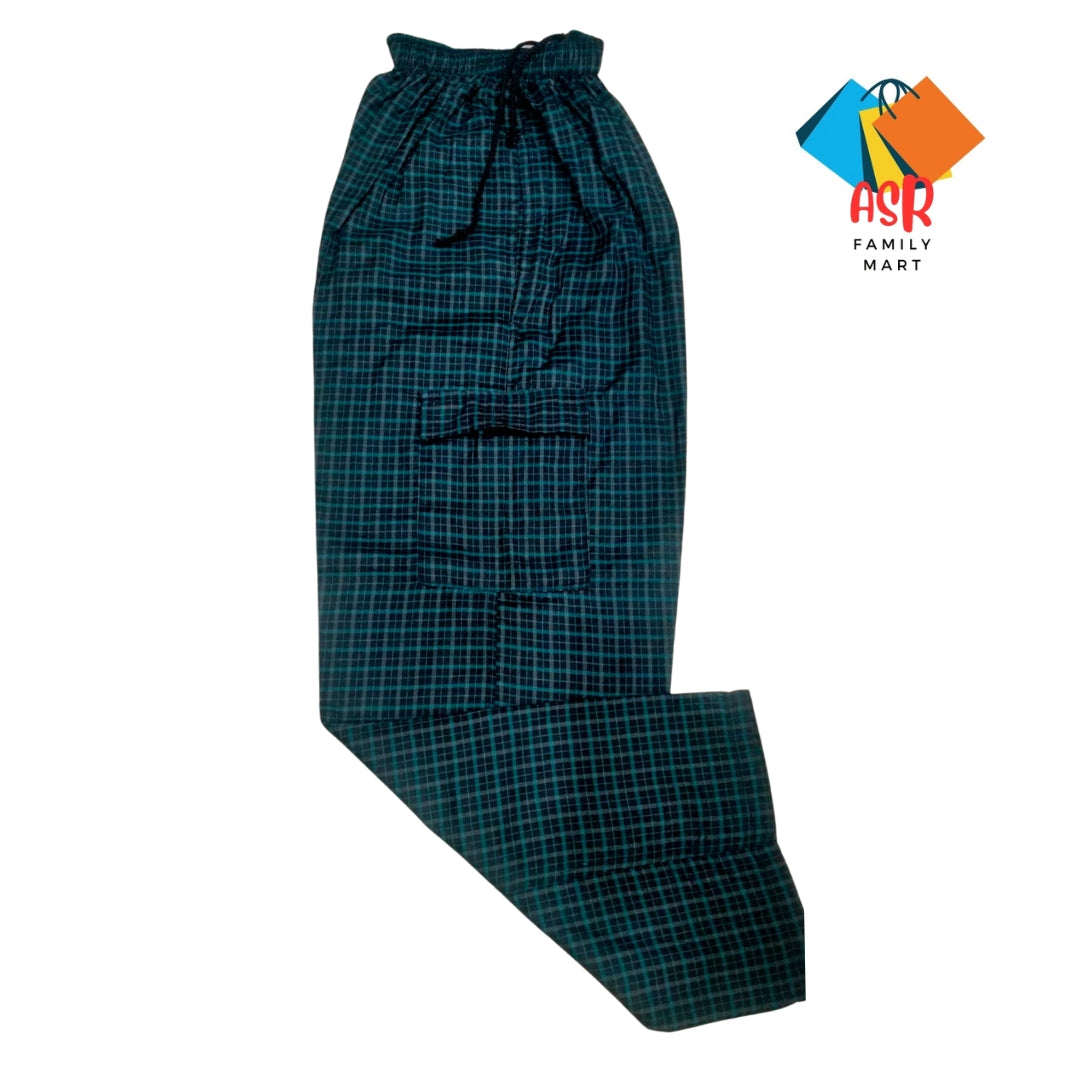 Stylish 4-Pocket Poly-Cotton Check Cargo Trouser for Men