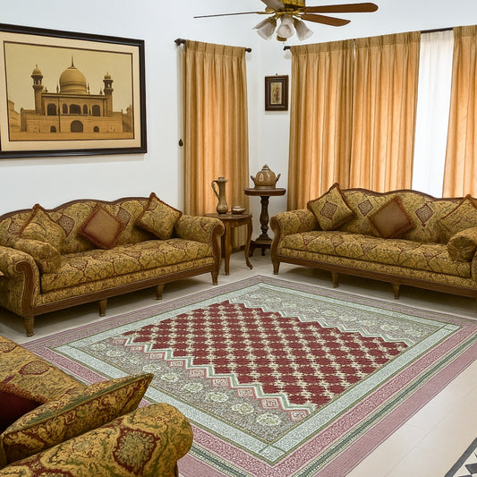 Traditional Multani Jazem – 9x11 Ft – Floral Grid Classic