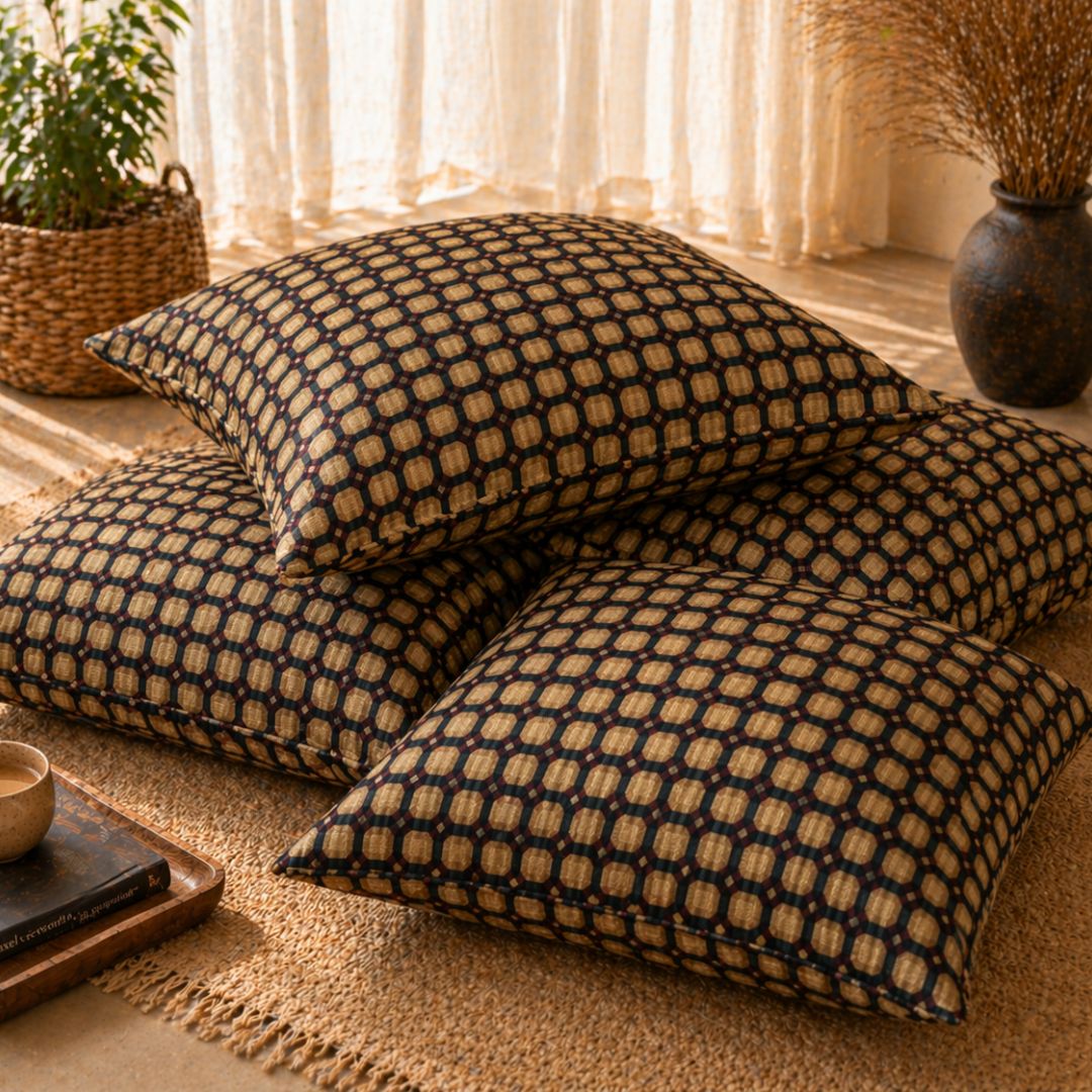 Geometric Pattern Floor Cushion Covers (Covers Only – No Filling Included)