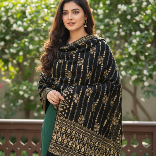 Traditional Velvet Shawl-Classic Motif Design