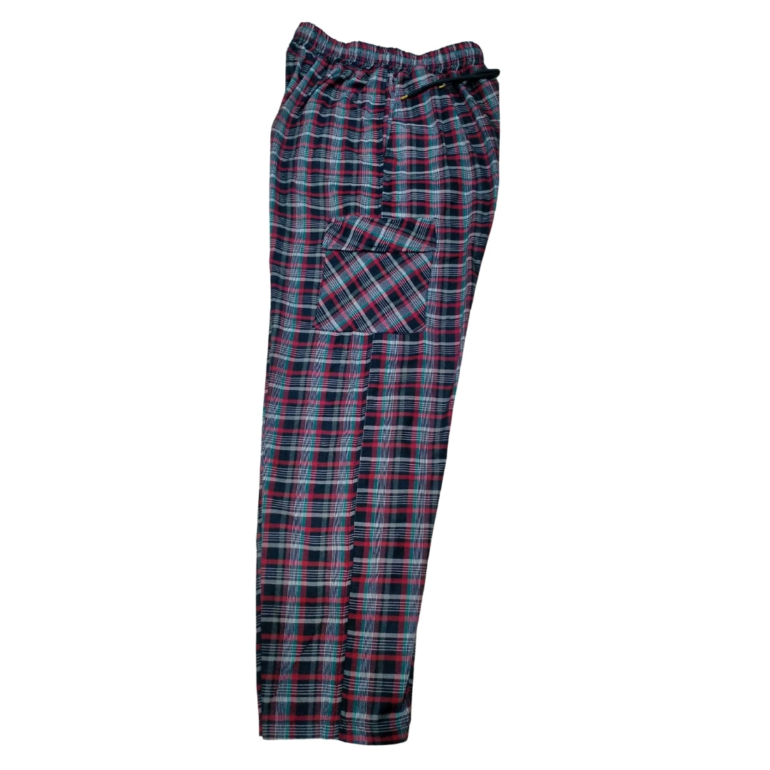 Stylish 4-Pocket Poly-Cotton Check Cargo Trouser for Men