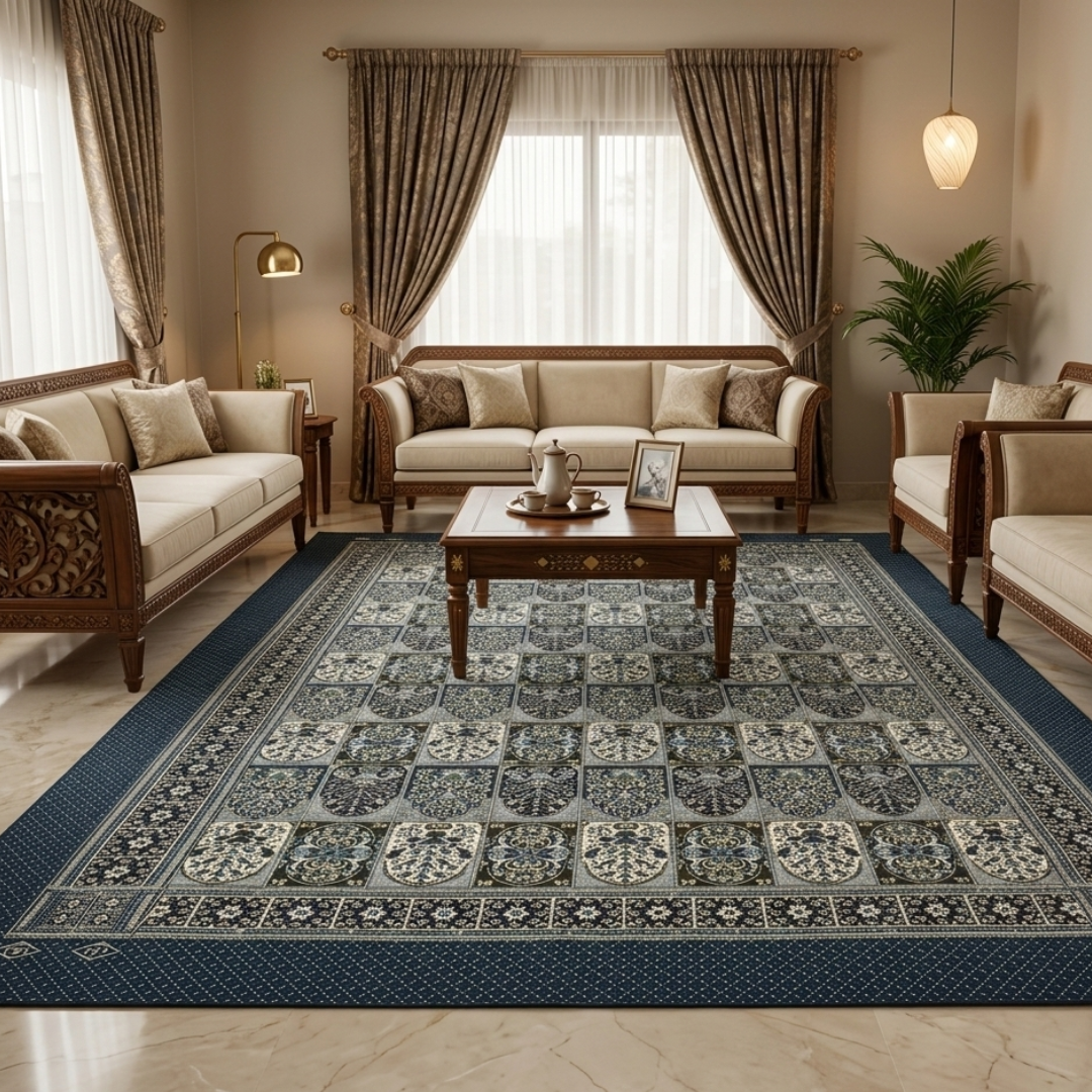 Traditional Multani Jazem –9*12 Ft- Heritage Floral Panels FT