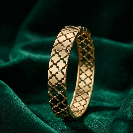 Golden Clover Geometric Stainless Steel Bracelet