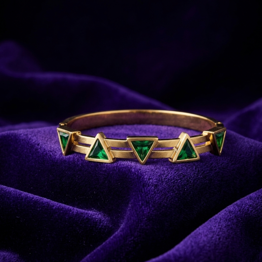Emerald Multi-Gemstone Geometric Stainless Steel Bracelet