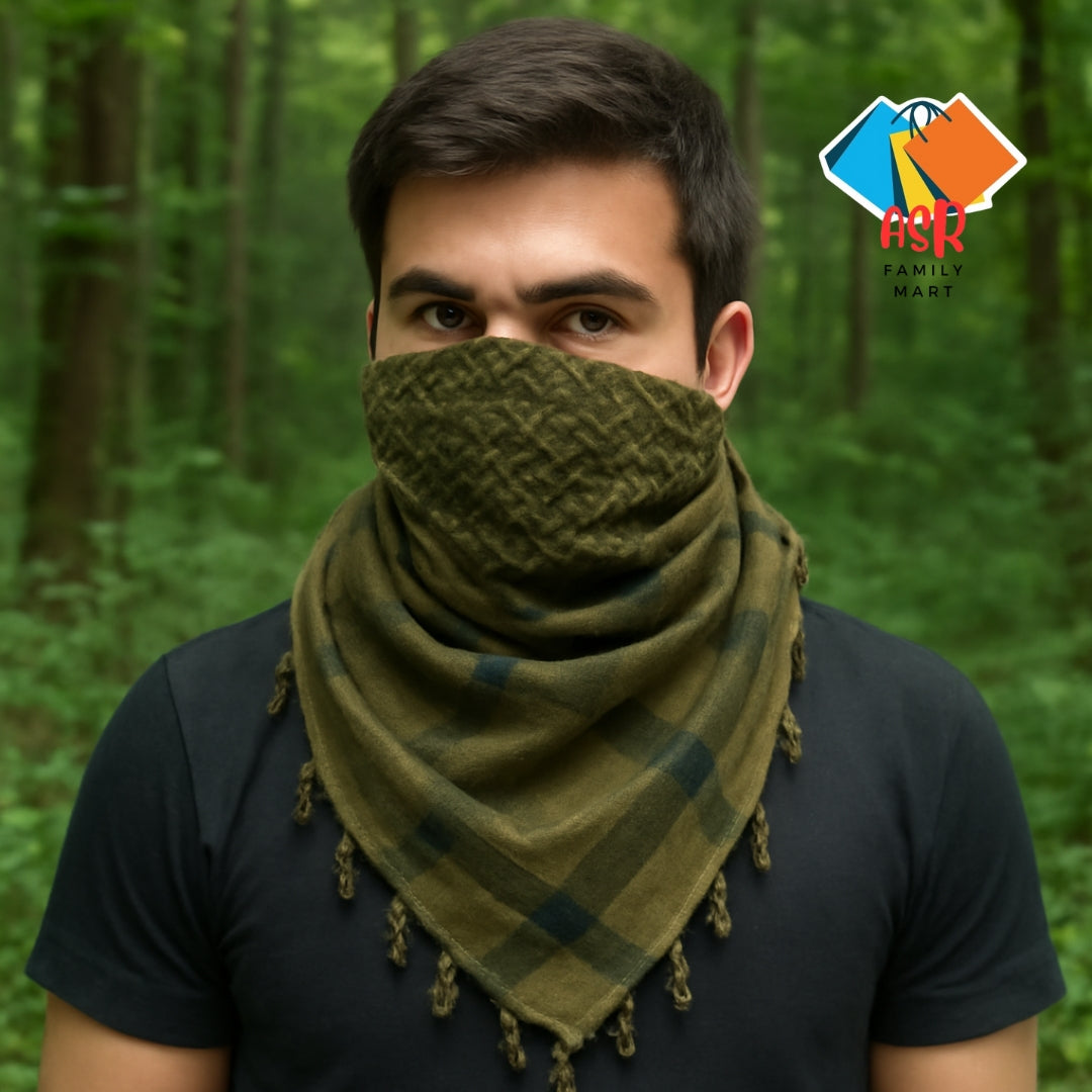 Elegant Commando Checkered Shemagh Scarf for Men with Tassels