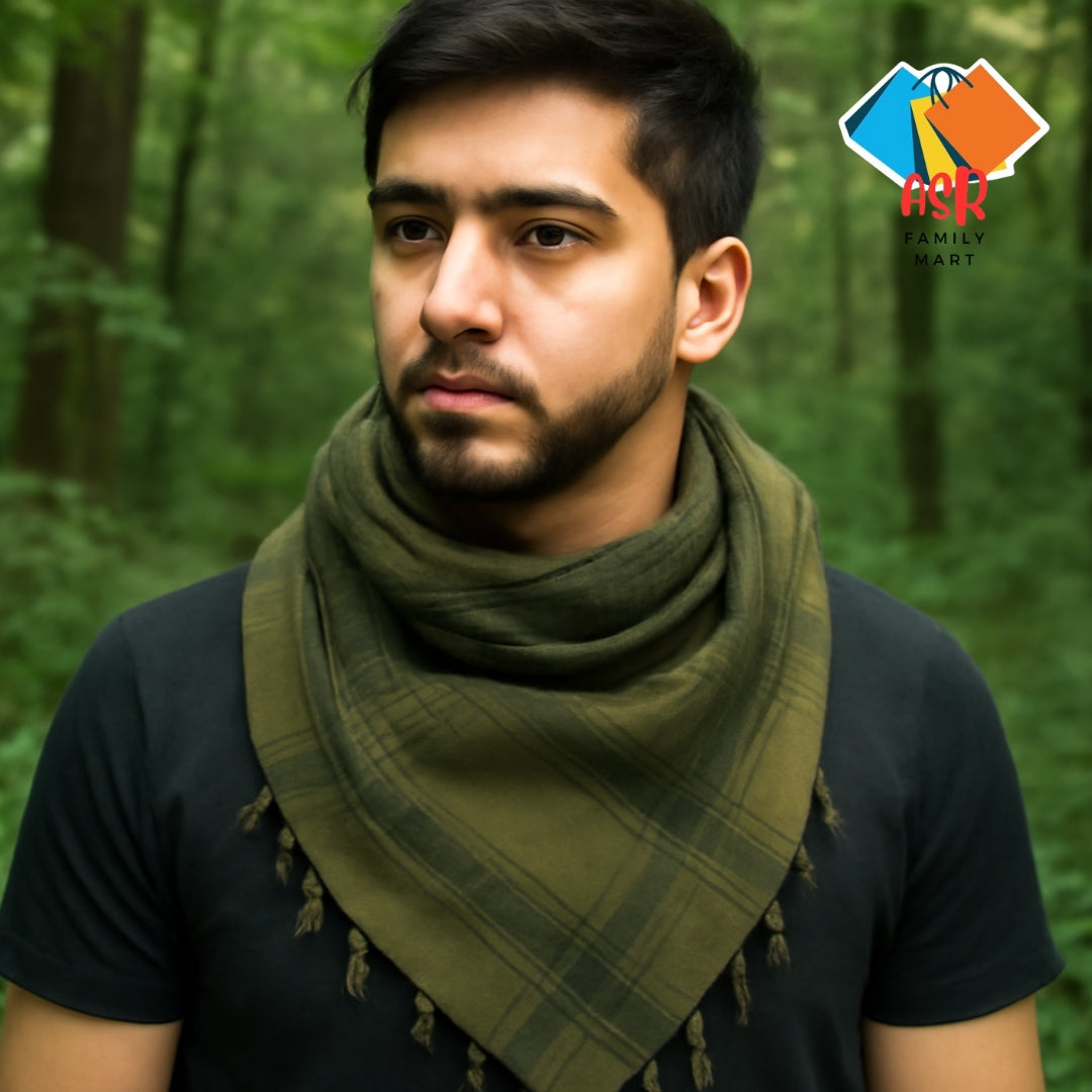 Elegant Commando Checkered Shemagh Scarf for Men with Tassels