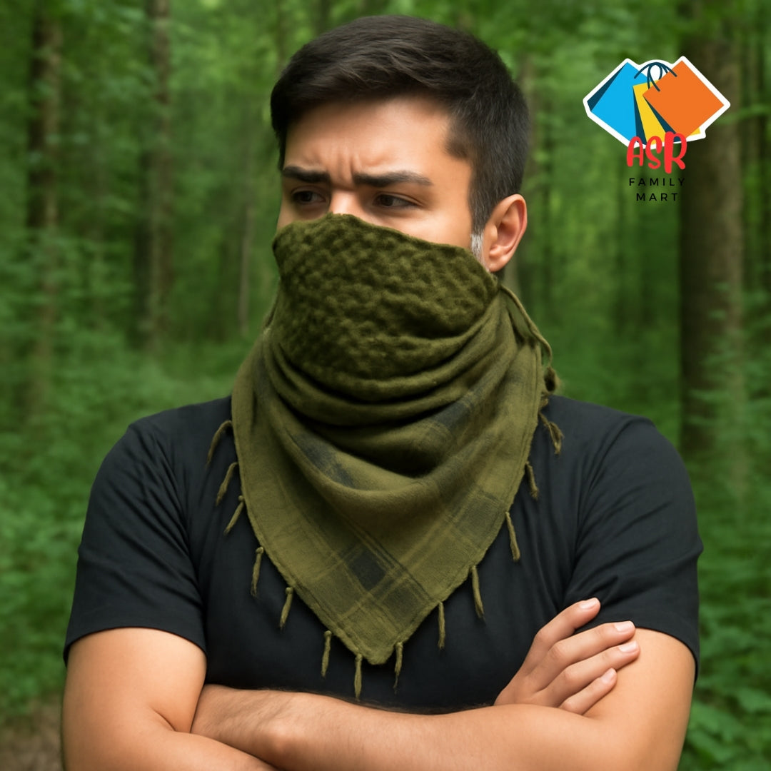 Elegant Commando Checkered Shemagh Scarf for Men with Tassels