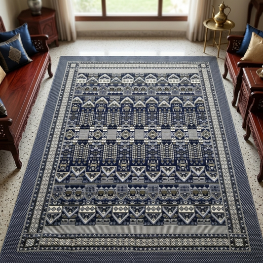 Traditional Multani Jazem – 9×12 Ft –Tribal Geometric Pattern