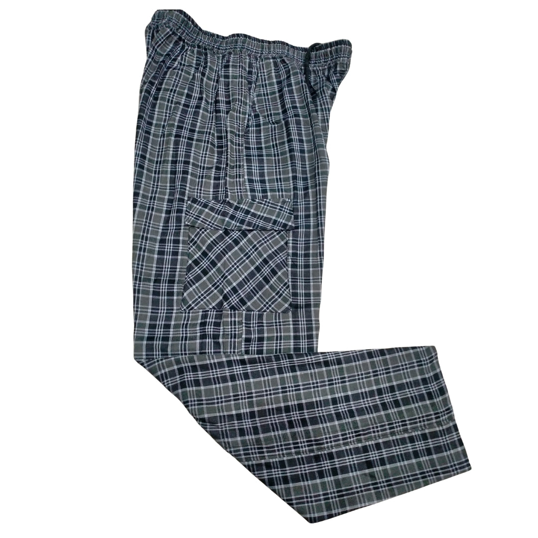 Stylish 4-Pocket Poly-Cotton Check Cargo Trouser for Men-Pack of 2