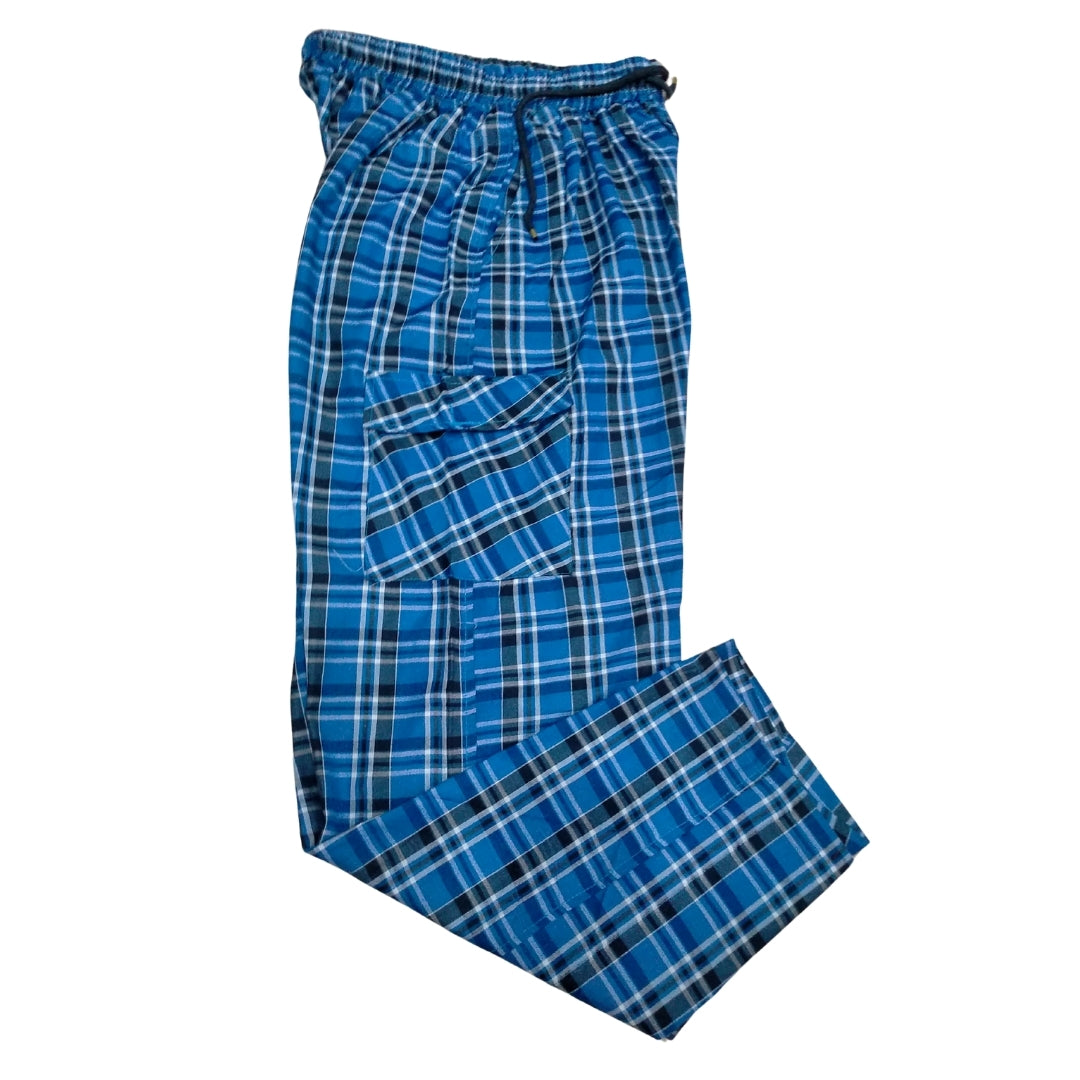 Stylish 4-Pocket Poly-Cotton Check Cargo Trouser for Men