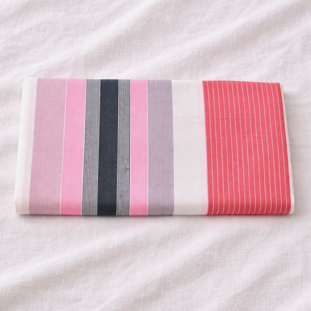 KT Cotton Double Bed Bedsheet-Elegant Multicolor Stripes