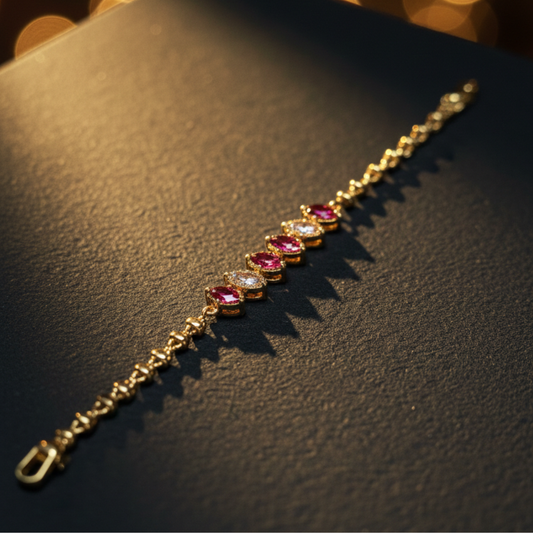 Gold Multi-Color Crystal Leaf Bracelet