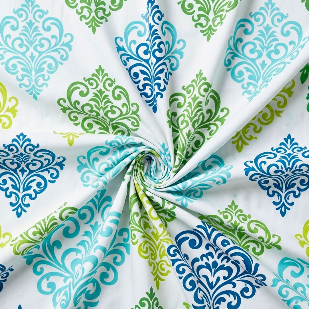 Aqua Floral Fusion Soft Cotton Printed Bedsheet Set