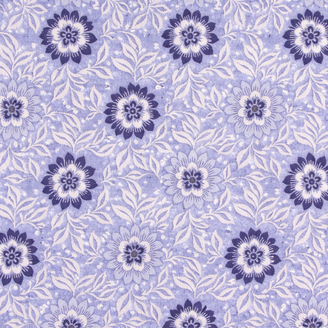 Allover Floral Multani Bed Sheet – Blue Classic Design