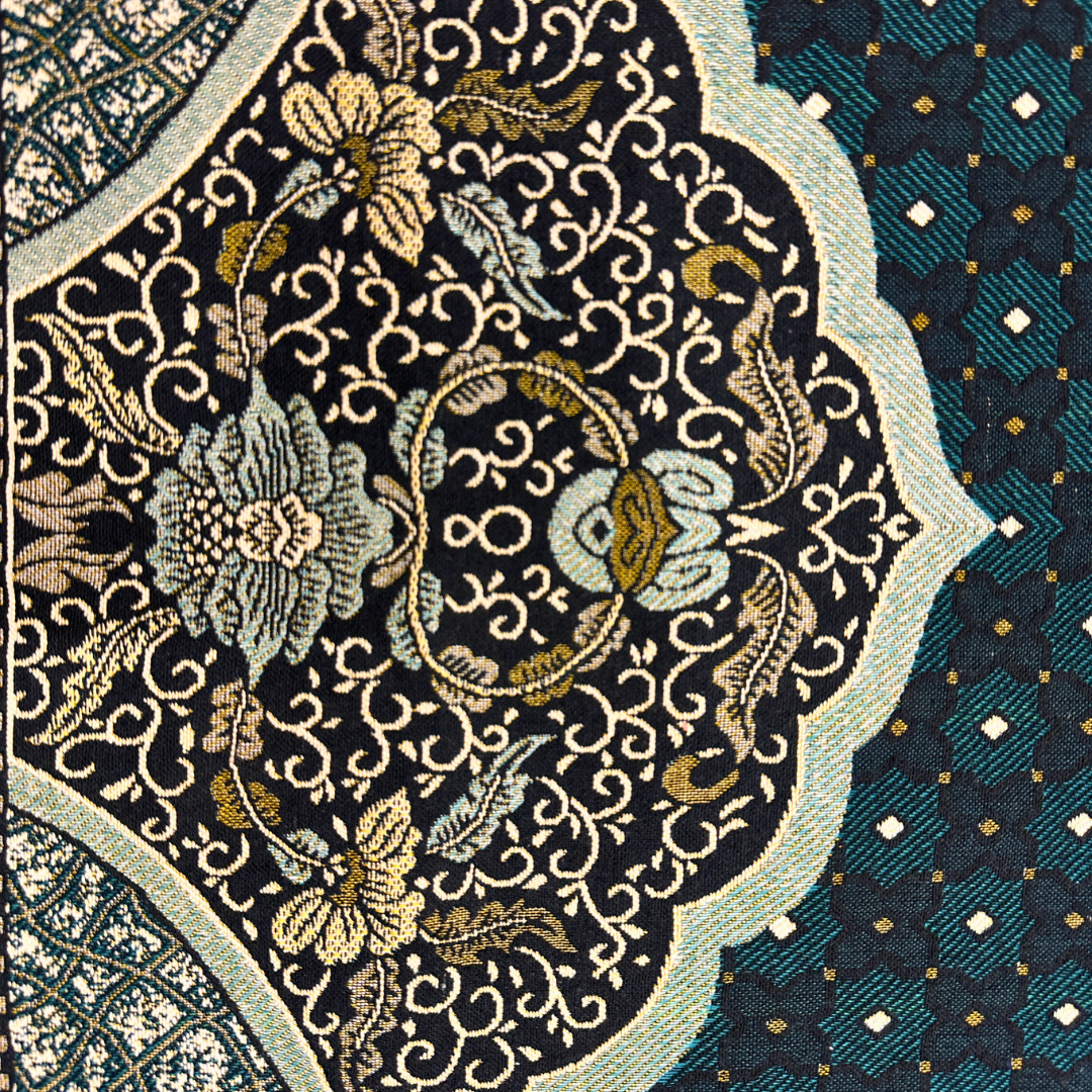 Traditional Emerald Green Multani Bedsheet – Diamond Floral Pattern