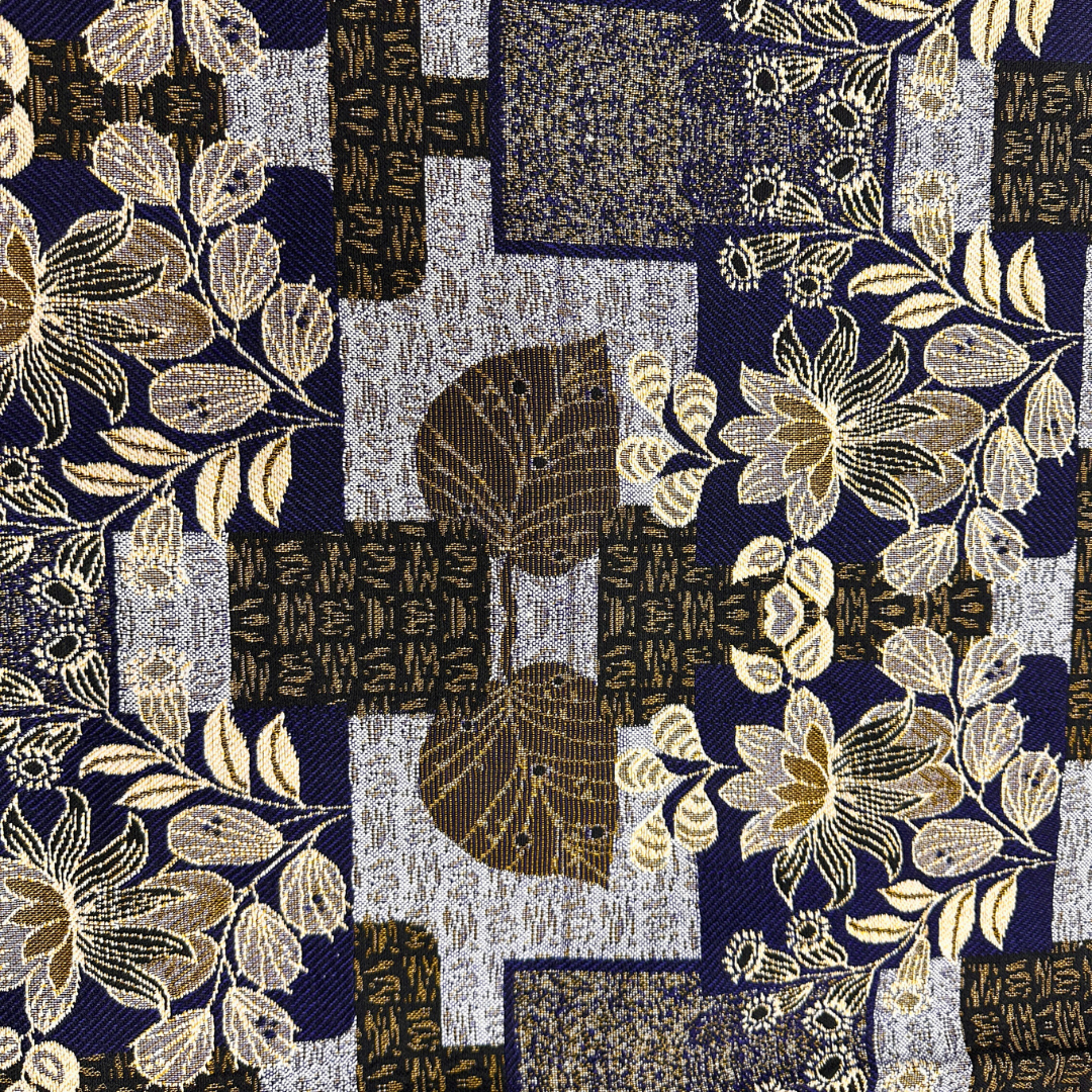 Classic Blue Multani Bedsheet – Central Floral Bouquet Pattern
