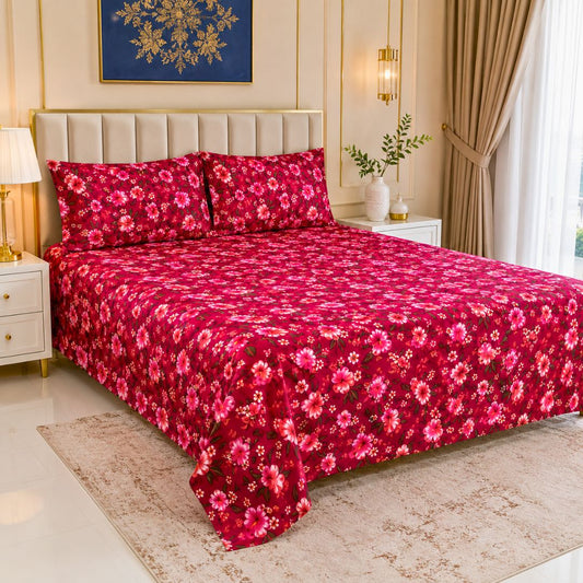 Classic Roseate Soft Cotton Printed Bedsheet Set