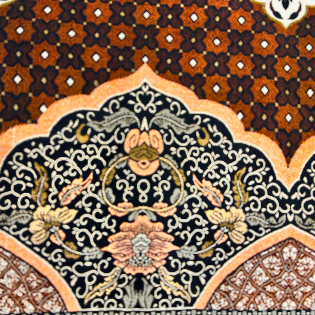 Traditional Orange Multani Bedsheet – Diamond Floral Pattern