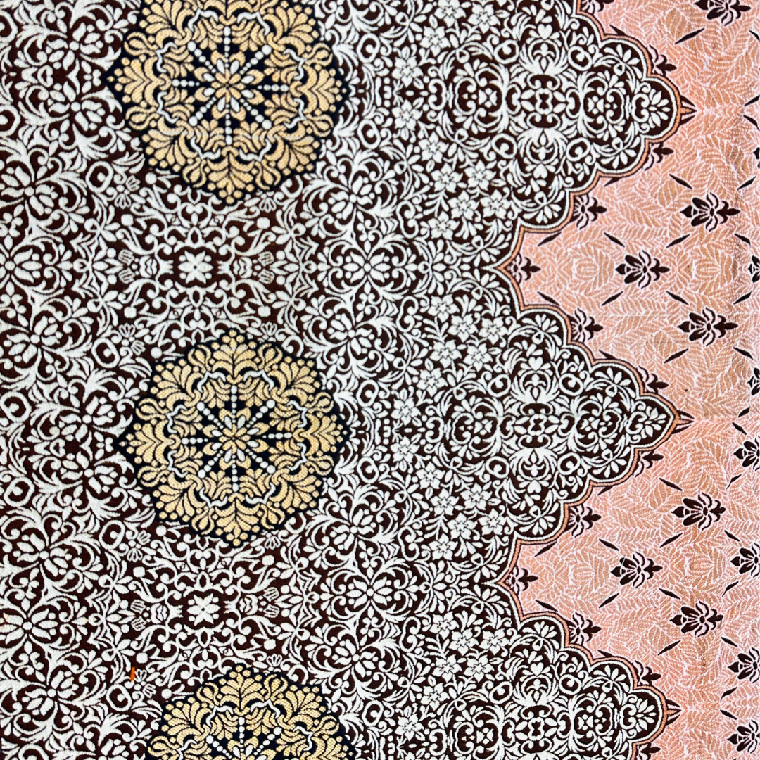 Classic Orange Multani Bedsheet – Central Mehrab Pattern