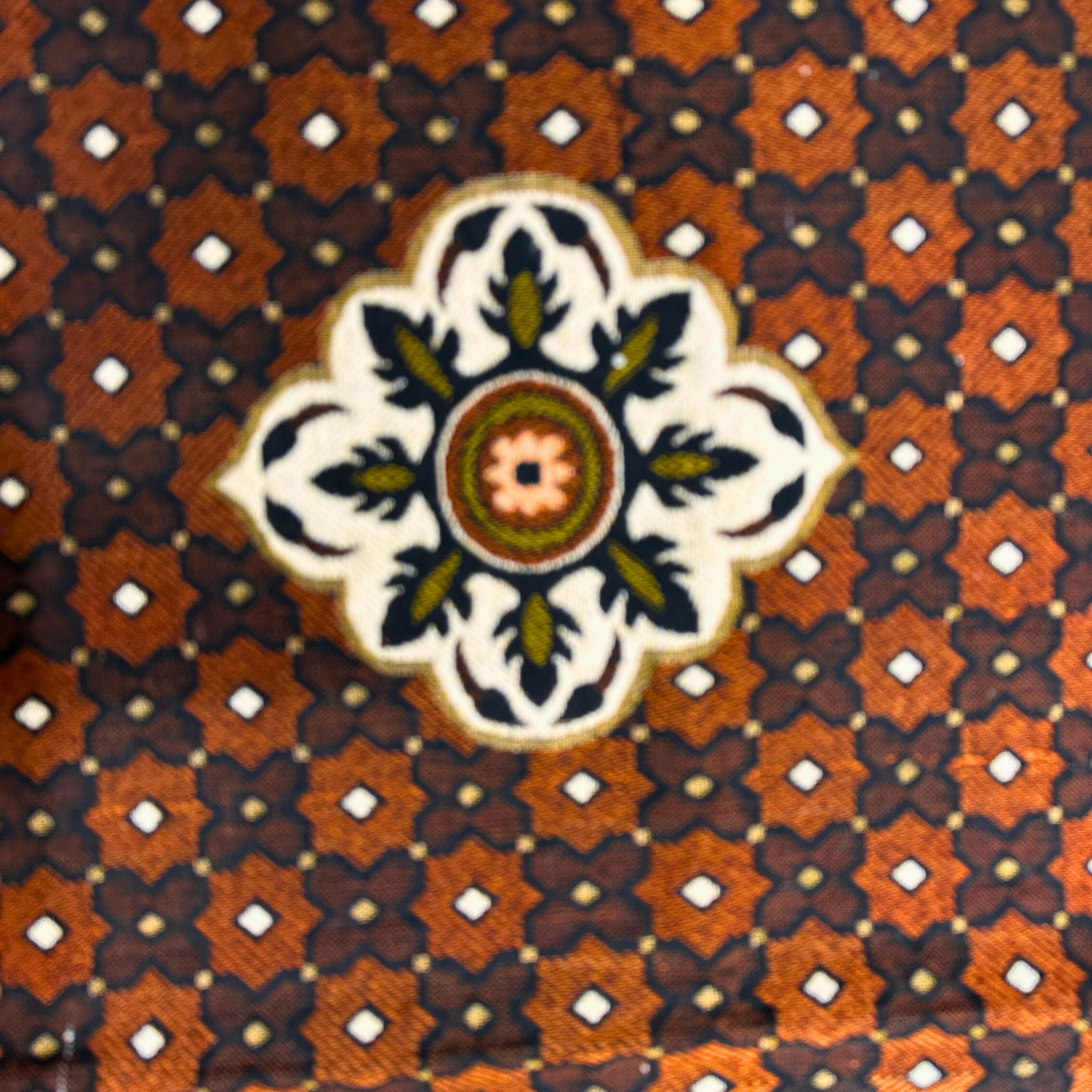 Traditional Orange Multani Bedsheet – Diamond Floral Pattern