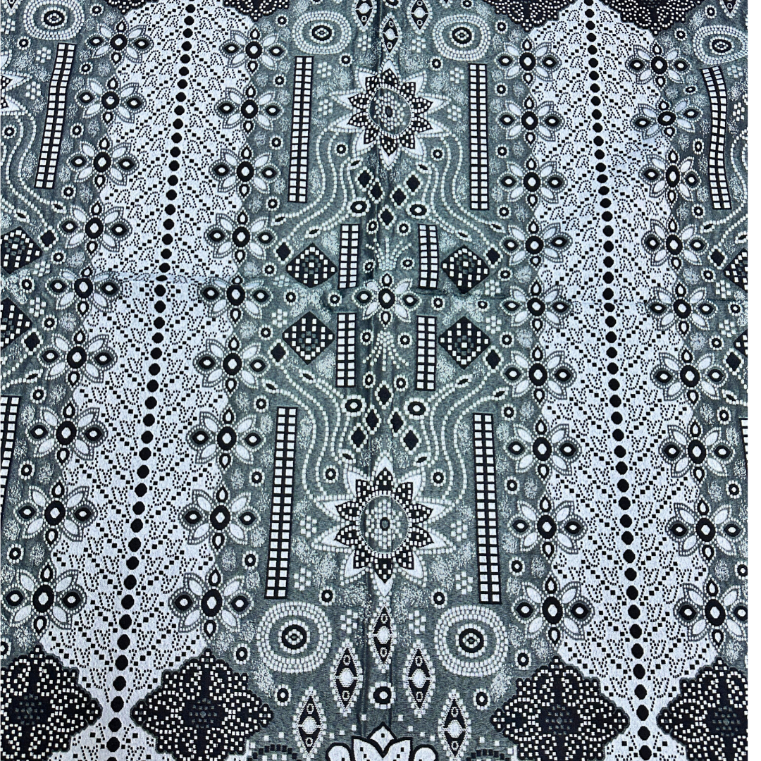 Ghulab Classic Grey & Black-3 Large Motifs-Multani Bed Sheet Set