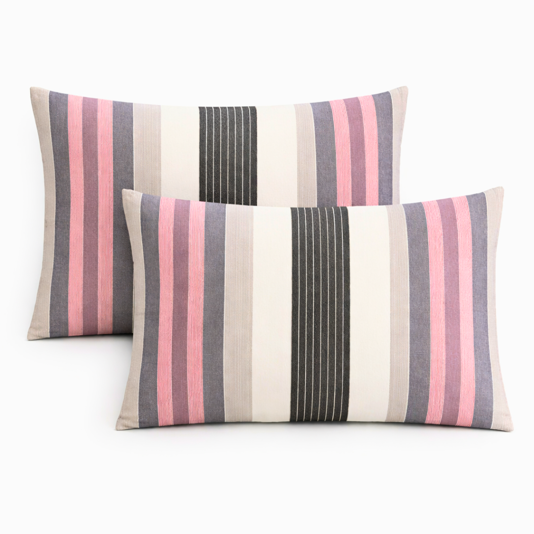 KT Cotton Double Bed Bedsheet-Elegant Multicolor Stripes