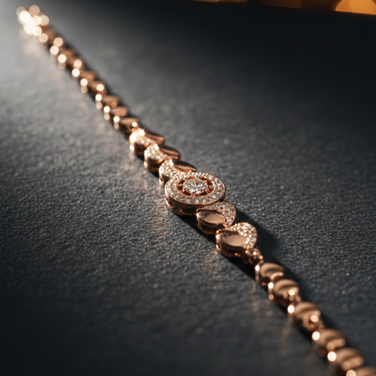 Rose Gold Heart Halo Crystal Bracelet