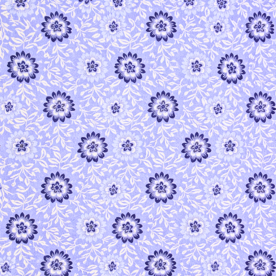 Allover Floral Multani Bed Sheet – Blue Classic Design